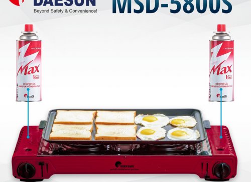 Bếp Gas Mini Hai Đầu Đốt, Kèm Chảo Nướng Chống Dính MSD-5800S - Công Suất 2200W