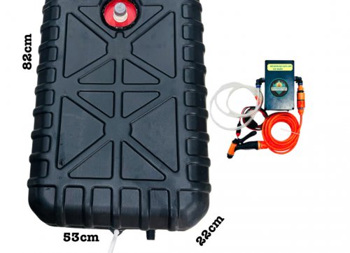 FULL BỘ BƠM ÁP LỰC 12V TỰ NGẮT VÀ bình nước ,THÙNG NƯỚC NHỰA ĐEN 70L